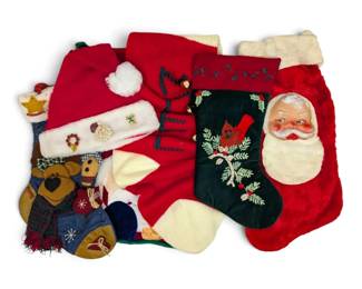 Vintage Christmas Stockings  Santa Hat