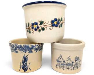 Roseville Pottery Pint Crocks  Floral Crock