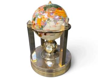 Handcrafted Gemstone Globe Clock by Alexander Kalifano w COA
