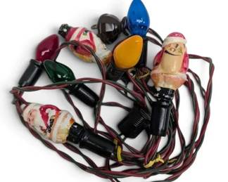 Vintage Christmas Lights W Santa Bulbs  Works