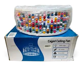 Colorful Beaded Caged Ceiling Fan Light, NEW