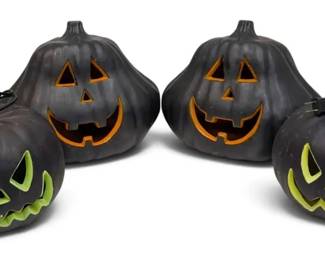 Gemmy Black Plastic Light Up Pumpkins  Works
