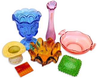 L.E. Smith Moon  Stars Goblet, Fenton Daisy  Button Top Hat,  More Vintage Glassware