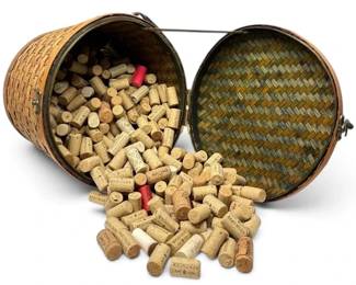 Woven Wicked Basket Filled With Wine Corks