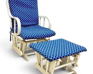 White Wooden Glider With Footstool