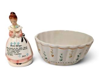 Enesco Prayer Lady Napkin Holder  White Bowl W Design
