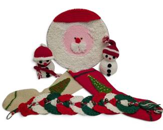 Crocheted Christmas Snowman, Stockings  More