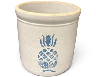 Stoneware Crock with Blue Pineapple Stamp