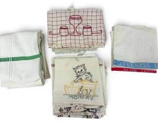 Embroidered Days of the Week Cat Tea Towels  More