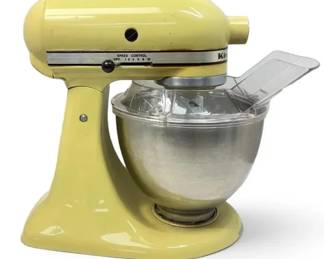 Yellow KitchenAid Stand Mixer w Attachments