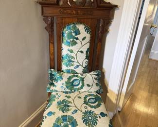 Ornate Victorian Chair with Matching Handmade Lumbar Pillow (fabric flaw at one of fabric pins)