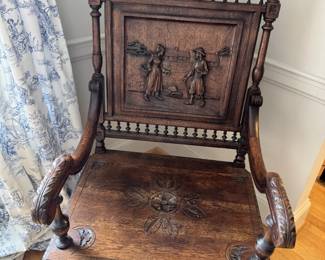 1800's French Hand-Carved Armchair