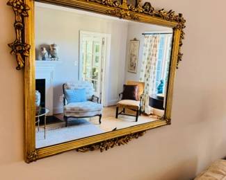 Antique Gilded Wooden Mirror~34x37(L)