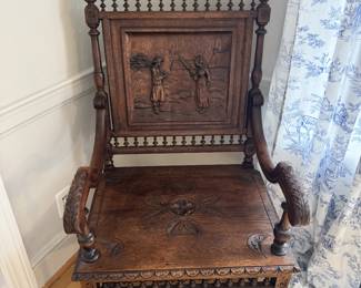 1800's French Hand-Carved Armchair