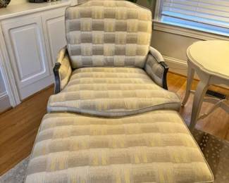 Ethan Allen High Quality French Chair with Ottomon Chair ~35H, 25.5D, 35W/ Ottoman: ~33x21x17"H