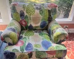 Large, Swivel Arm Chair in Custom Fabric, Locally Made