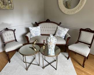 Three Piece Early 1900's Victorian Set with Modern Fabric