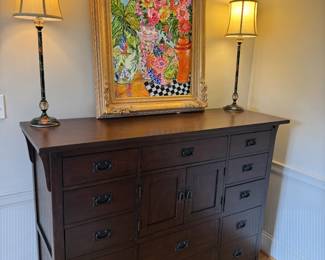 Large Dresser/Sideboard with Cedar Cabinet. Mission Style Mirror Attachment Not Shown