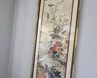 Vintage 37"H Chinoserie Professionally Framed Print (2of2)