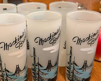 VINTAGE MACKINAC BRIDGE GLASSES AND HARDWICK PINES