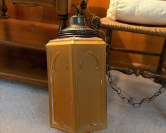 VINTAGE GLASS HANGING SWAG LIGHT FIXTURE