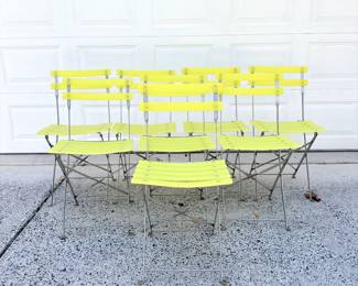 Set of 8 Bright Yellow Folding Metal Bistro Chairs 