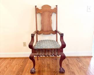 Antique African Carved Wood Throne Armchair 