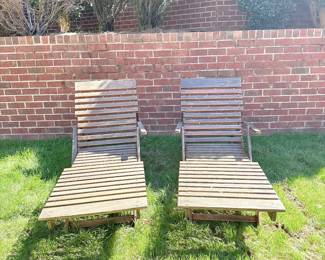 Pair of Teak Outdoor Lounge Chairs 