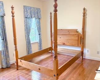 Pine Four-Poster Queen Bed Frame - This item is available for pre-sale. You may purchase on our website using this link: https://www.pureandsimplecarolinas.com/shop/cramerton