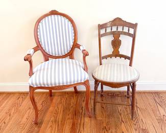 Striped Upholstered Accent Chairs 