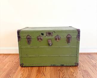 Vintage Green Steamer Trunk 
