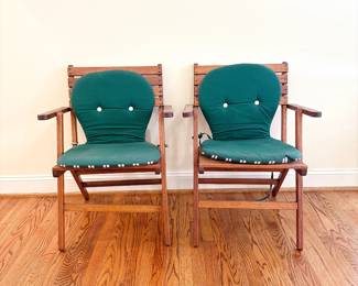 Pair of Teak Folding Armchairs 