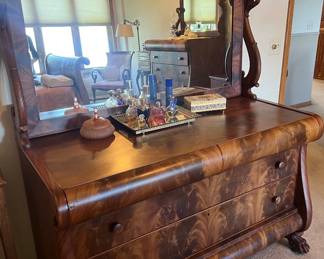 American Empire Style Flame Mahogany Dresser with mirror $595 matches sleigh bed and tallboy