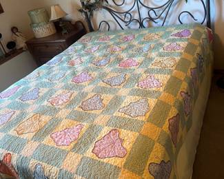 Queen Size Bed with Mattress and Box Spring and Metal Headboard and Frame $149