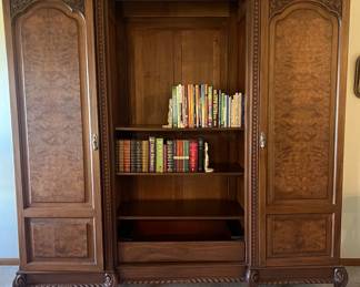 Antique Mahogany Wardrobe 3 Door $950 (has mirrored door as shown attached in picture #3) three shelves and one drawer modified into the wardrobe