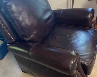 Leather Manual Recliner with nail head trim $325