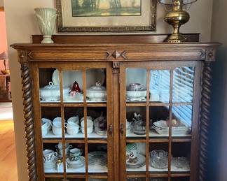 Barley Twist Accent Double Glass Doors Cabinet $850