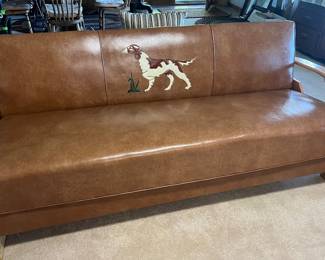 Mid Century Faux Leather Fold Down Sofa $325