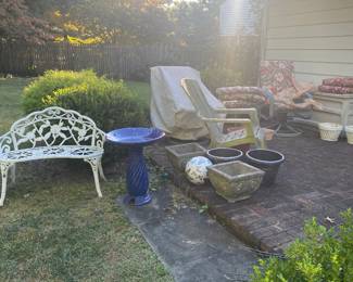 outdoor furniture, concrete planters