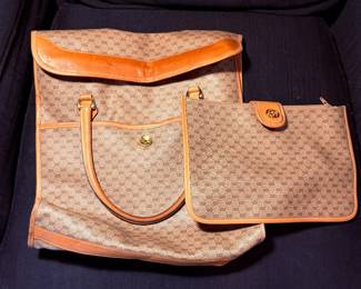 Authentic Gucci Vintage Micro GG Bag (2pc) 