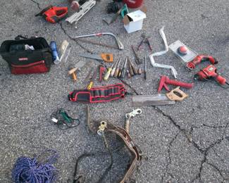 Large Collection of Assorted Used and Vintage Hand Tools, Masonry Tools, and Power Tool Accessories
