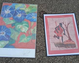 Framed Floral and Figurative Artwork Prints Set of 2