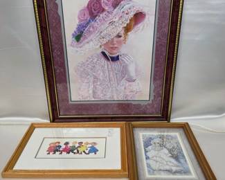 Framed Art Print of "Thru God's Grace" w/ 2 other small Art Prints