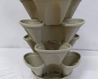NIB Stack-a-Pot - Beige, Comes with Hardware to Hang