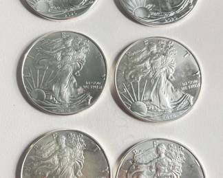 Lot of 6 - 2020 American Silver Eagle Bullion Coins (2 of 2)