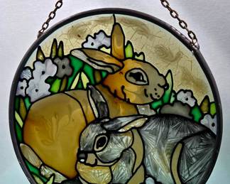 Vintage Joan Bake Designs Bunny Rabbit Suncatcher - Hand Painted