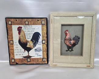 2 Chicken Themed Kitchen Decorative Pictures