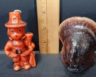 Mid-Century Gurley Thanksgiving Candles Featuring A Molded Wax Pilgrim And Turkey – Potterville