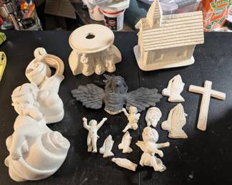 Ready to Paint Ceramic Religious Decor - Angels, Cherubs, Church & More