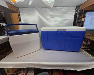 Large Coleman Cooler and Small Coleman Lunch Pail